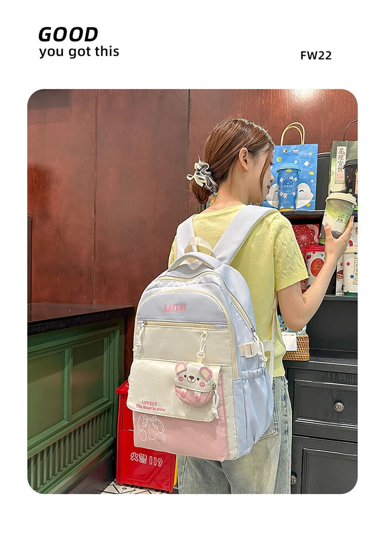 Schoolbag, a lightweight and large - capacity backpack designed for junior high school girls, aiming to relieve pressure and pro