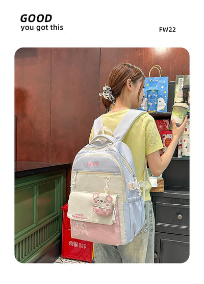 Schoolbag, a lightweight and large - capacity backpack designed for junior high school girls, aiming to relieve pressure and pro