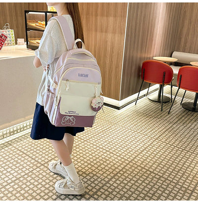 Schoolbag, a lightweight and large - capacity backpack designed for junior high school girls, aiming to relieve pressure and pro