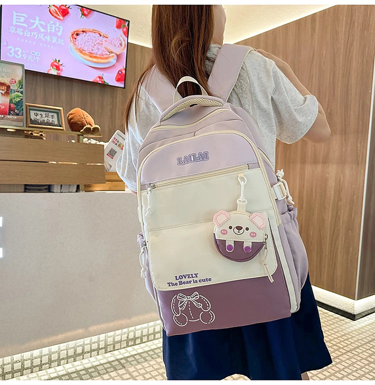 Schoolbag, a lightweight and large - capacity backpack designed for junior high school girls, aiming to relieve pressure and pro