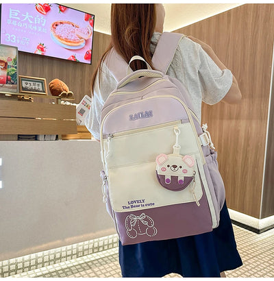 Schoolbag, a lightweight and large - capacity backpack designed for junior high school girls, aiming to relieve pressure and pro
