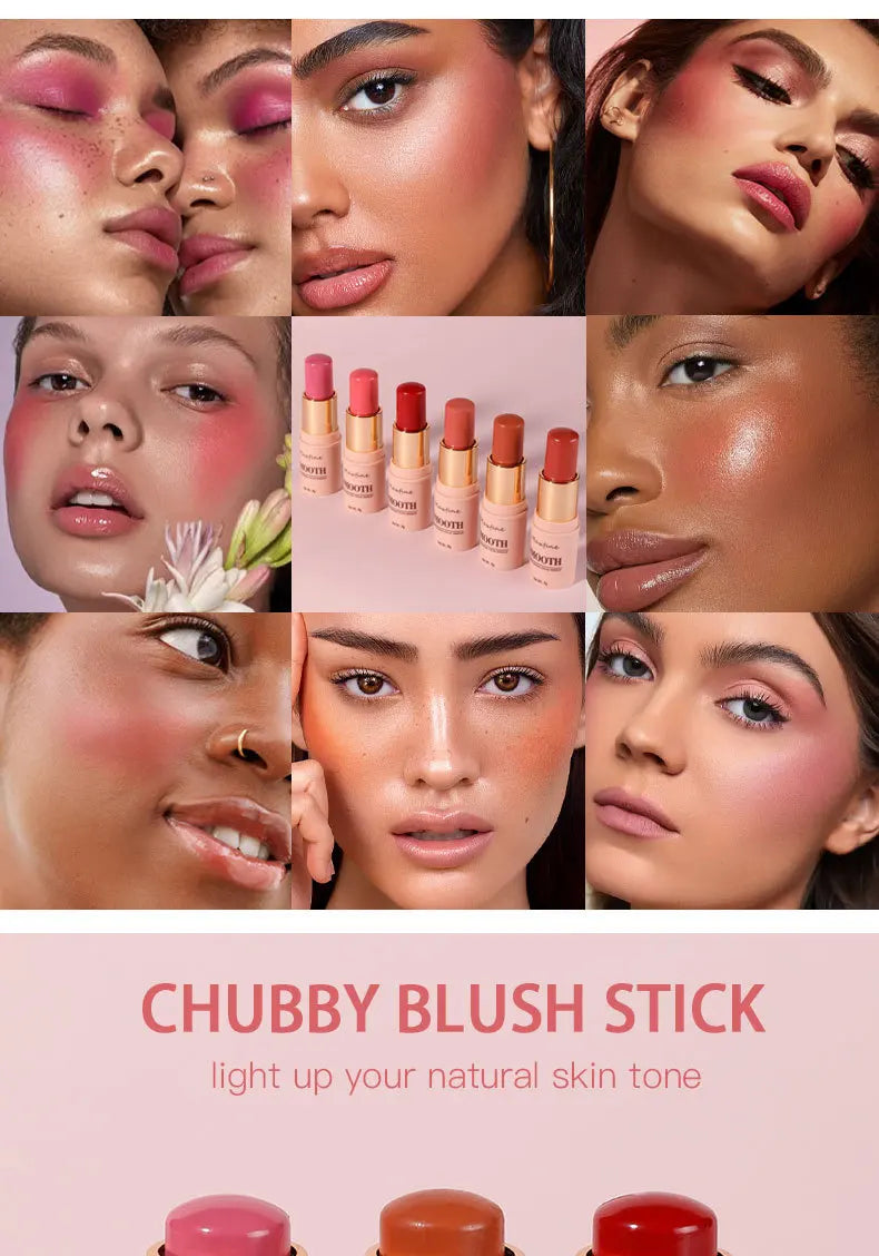 Smooth Blush Stick Naturally Saturated Long-lasting Waterproof Easy to Wear Matte Blush 3 in 1 Makeup Used On Lips Eyes Cheeks