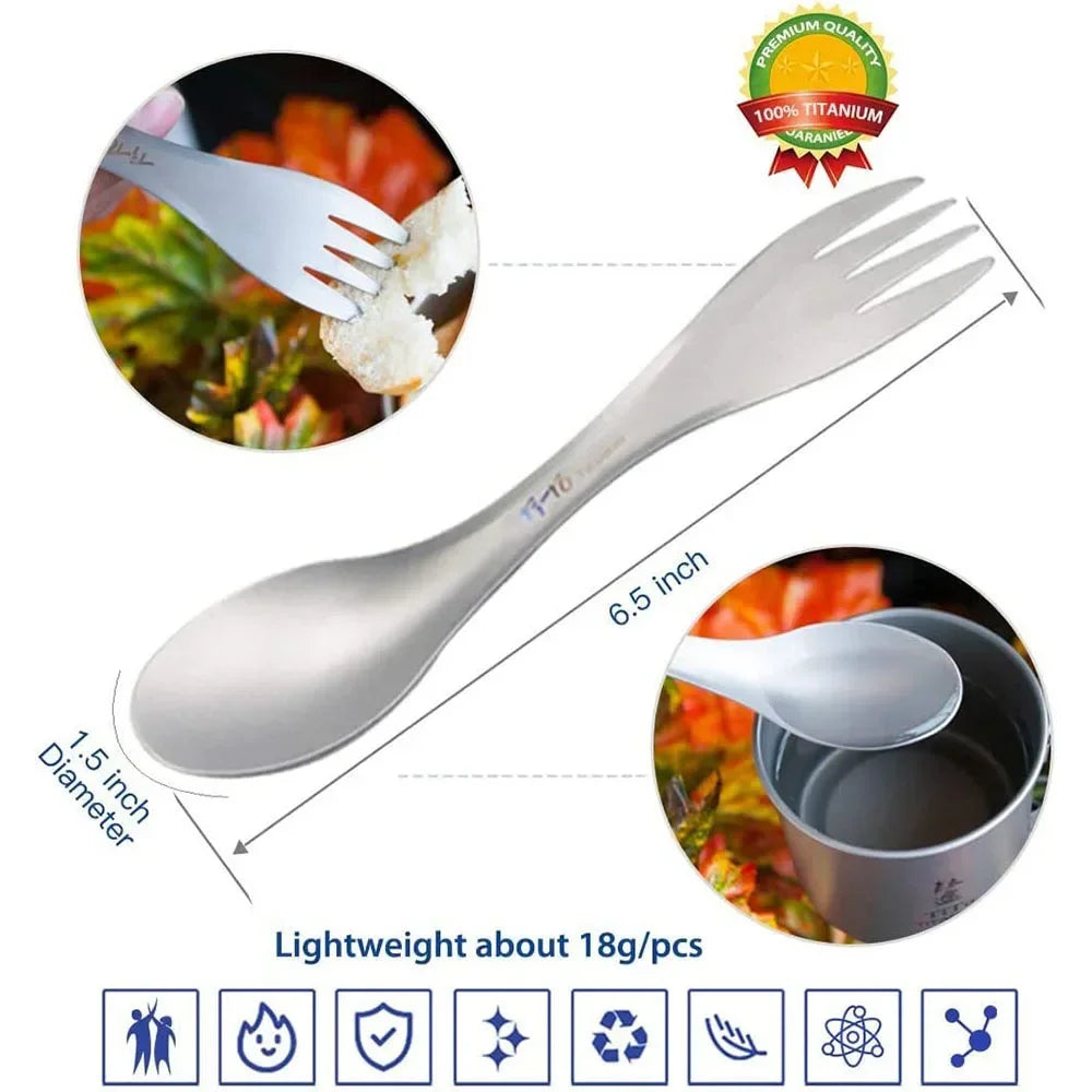 2Pcs Pure Titanium Spork