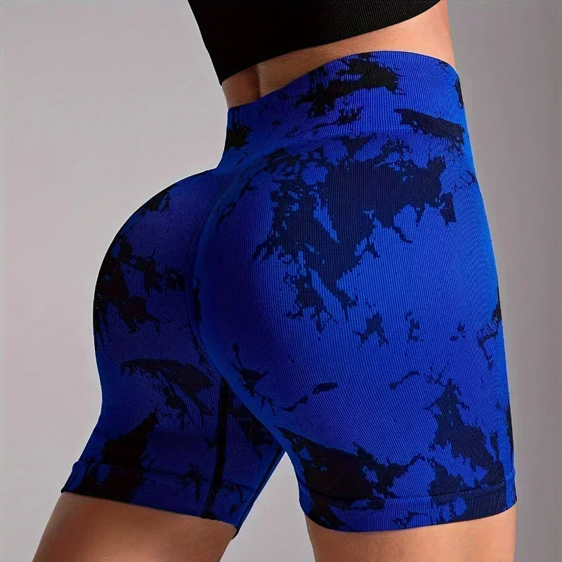 Gym Shorts High-Waist Tie-Dye Yoga Shorts for Women-Seamless,Stretchy Activewear Womens Shorts Biker Shorts Sexy Girl Y2k Shorts
