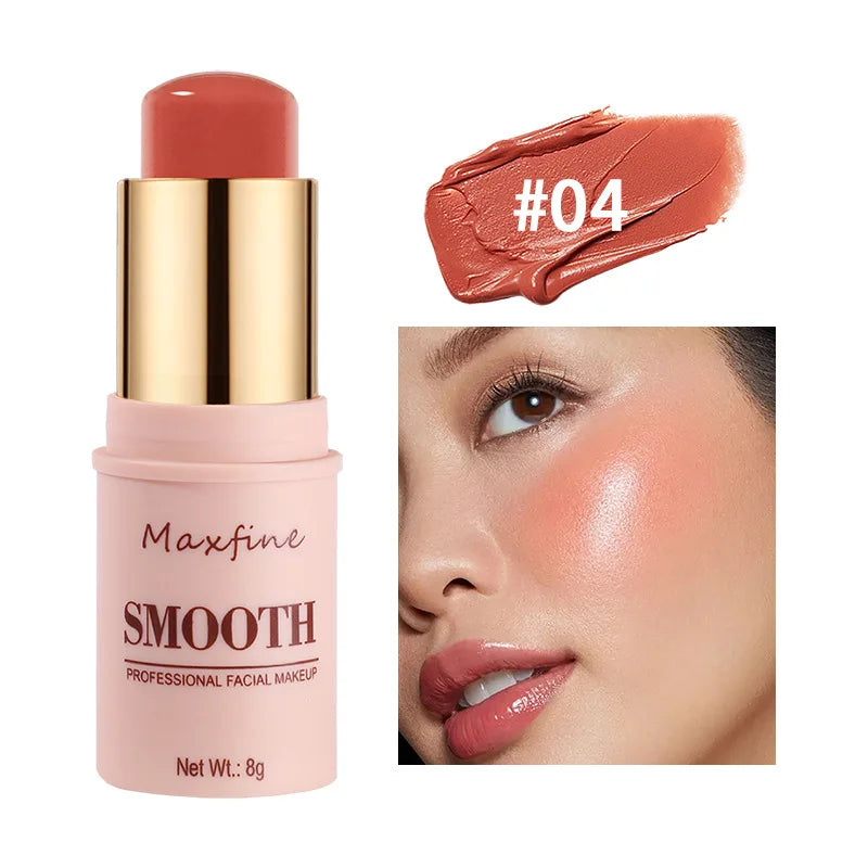 Smooth Blush Stick Naturally Saturated Long-lasting Waterproof Easy to Wear Matte Blush 3 in 1 Makeup Used On Lips Eyes Cheeks