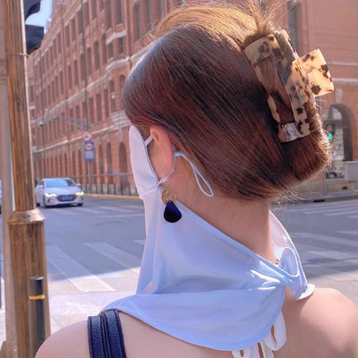 Sunblock Mask Women Summer Neck Facekini Ice Silk Sun Mask Full Face UV Protective For Outdoor Sports Cycling Running Shade