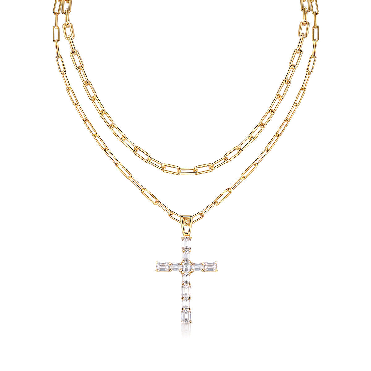 S925 Silver Moissanite Twin Light Luxury Minority Necklace Accessories For Women