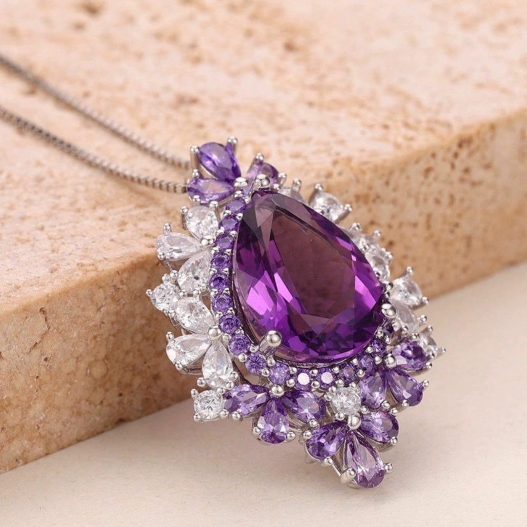 Women's All-match Natural Amethyst Pendant Necklace