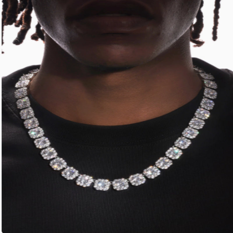 18K White Gold Plated Diamond Rock Sugar Necklace